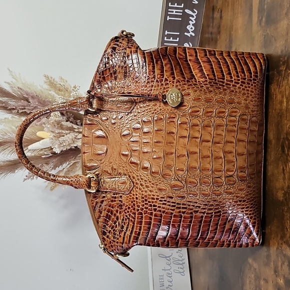 Brahmin Handbags - Brahmin Cognac Croc-Embossed Top-Handle Satchel